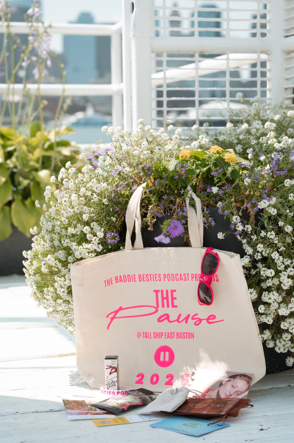 The Pause Festival tote bag with goodies